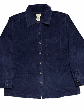 Vintage LL Bean Wide Wale Corduroy Shirt Jacket Shacket Navy Blue Size M